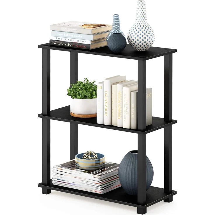 Furinno kompaktes Mehrzweck-Regal mit 3 Ebenen, holz, Americano/Schwarz, 29. 46x59. 94x75. 18 cm – Bild 1