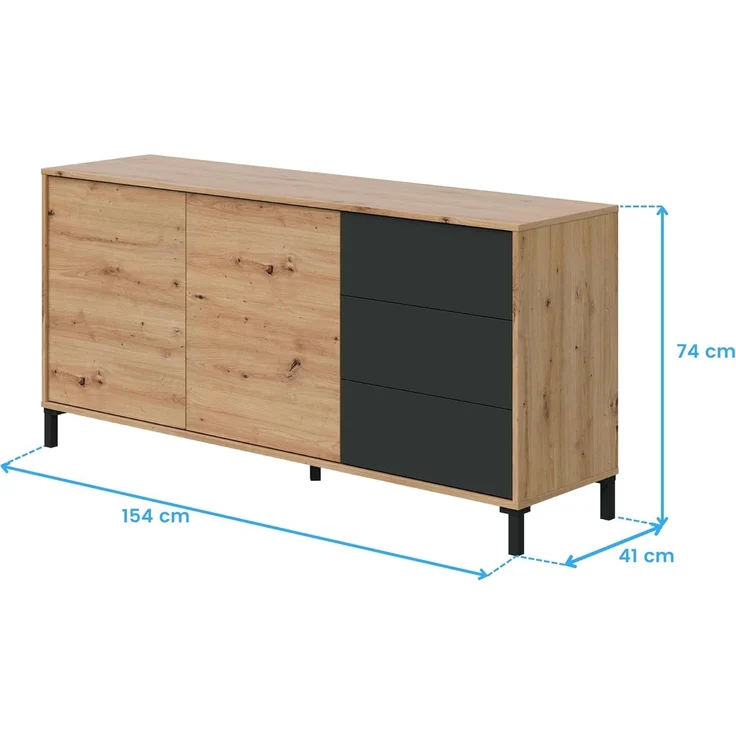 Habitdesign 0 Anrichte, Holz, 154 cm (Ancho) x 74 cm (Alto) x 41 cm (Boden) – Bild 3
