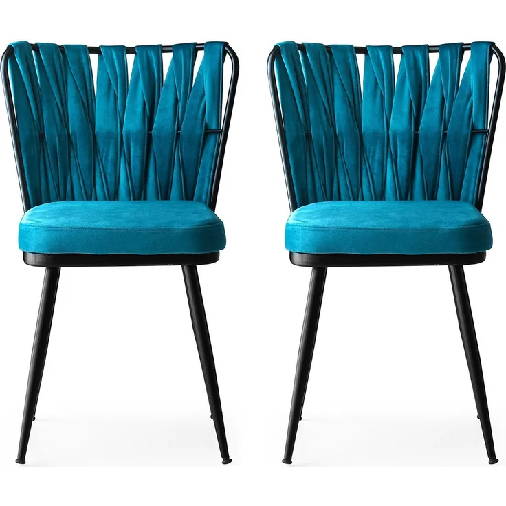 Skye Decor 'Kuşaklı - 228 V2' Stuhlset (2-teilig), Schwarz / Blau, 43 x 82 x 43 cm