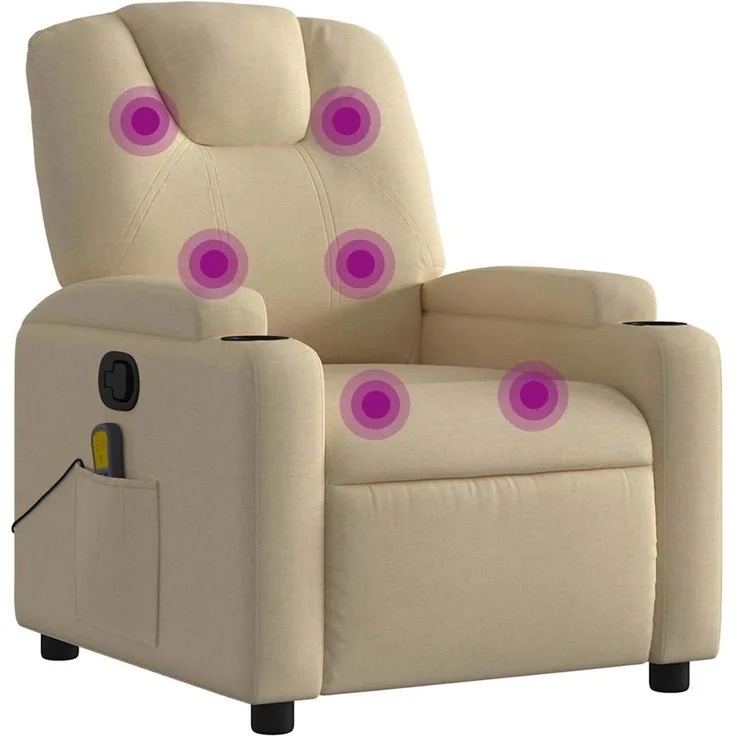 vidaXL Massage-Relaxsessel Cremefarbener Stoff 3205515