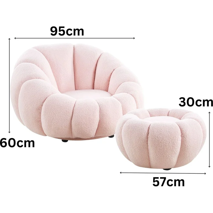 alesvelt Drehsessel Kürbis Sessel 360° Drehfunktion Relaxsessel inkl. Hocker (Set, 2-St), 360° Drehfunktion – Bild 3