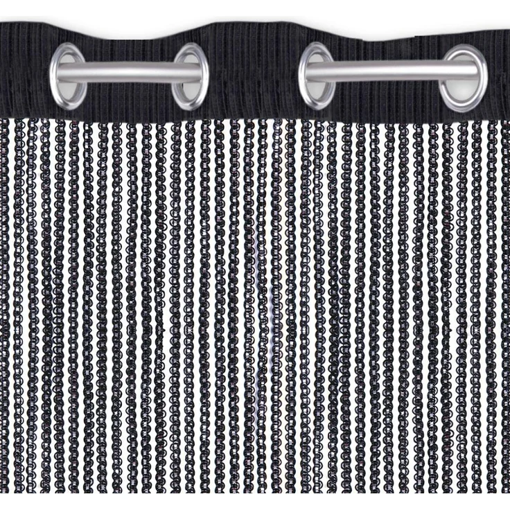 Fadenvorhang Lurex-Optik Fadengardine Türvorhang mit Ösen, trendige Dekoration in vielen verschiedenen Ausführungen erhältlich (140x250 cm / schwarz - jetblack) – Bild 4
