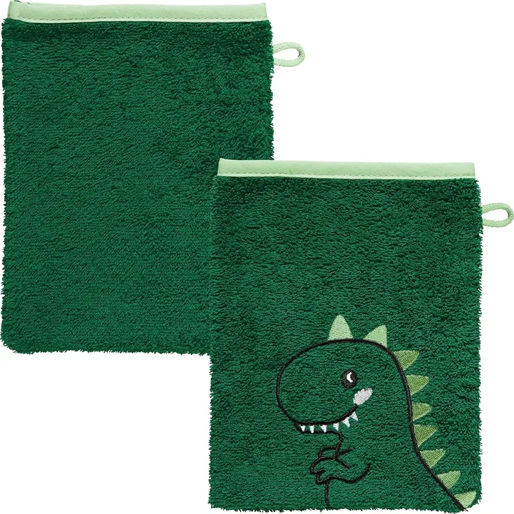 Erwin Müller Waschhandschuh Kinder-Waschhandschuh "Dino" 2er-Pack, (2-St), Walk-Frottier Uni