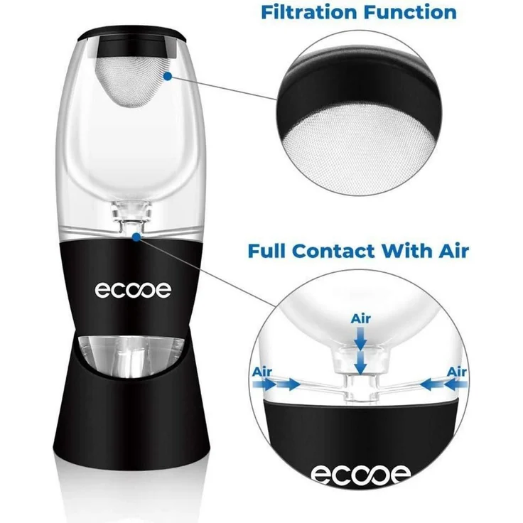 ecooe Wein Dekanter Aerator Set mit massivem Stand und Reisetasche – Bild 3