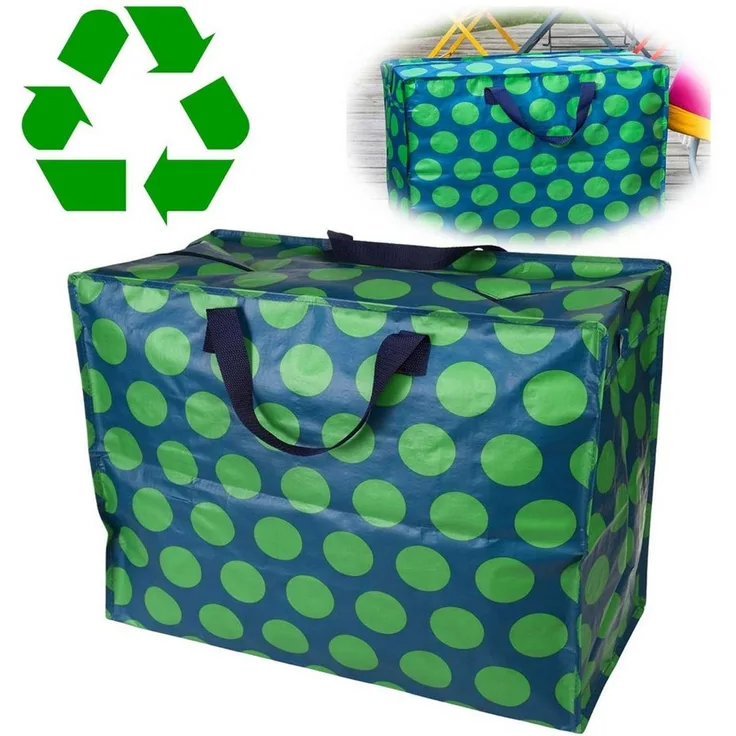 LS-LebenStil Aufbewahrungstasche XXL Jumbo Bag Green Spotlight 55cm Recycelt Nachhaltig Einkaufstasche (Unterbettkommode Organizer Aufbewahrungsbox, 1-tlg, Einkaufstasche mit Reißverschluss Shopper Riesentasche Tragetasche), Aufbewahrung von Bettwäsche...