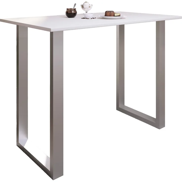 VCM Bartisch Xona 920153 Silber / Weiß H. 102 x B. 140 x T. 80 cm