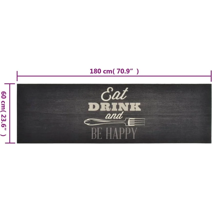 vidaXL Küchenteppich Waschbar Küche Schwarz 60x180 cm Samt 136559 – Bild 4