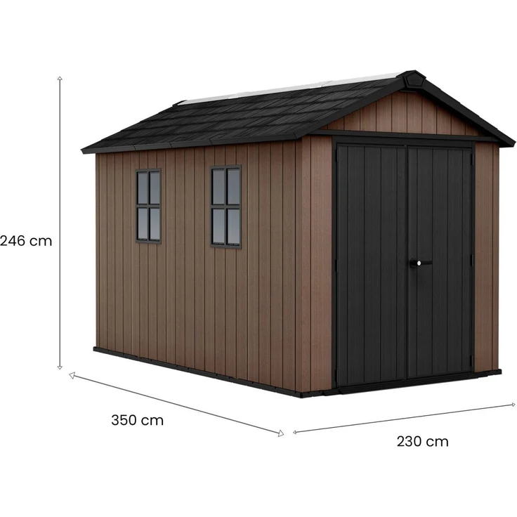Dmora Gartenhaus Kincardine, Gartenhütte, Gartenhaus, Werkzeugschuppen, 230x350 h246 cm, Braun – Bild 3