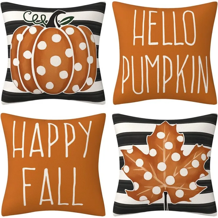 Bomiclss Kissenbezüge Herbst Kissenbezug 45x45 cm Halloween Kissenhülle Kürbis Deko kissen, (4 Stück), für Schlafzimmer Wohnzimmer Couch Zierkissen