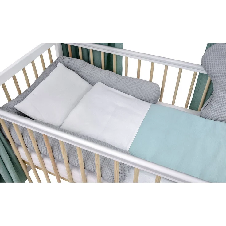 Baby-Delux Komplettbett Hausbett Babybett Komplettset Waffelpique Musselin, 12-tlg, Kinderbett 60x120 cm weiß Natur, Bettset verschiedene Designs – Bild 2