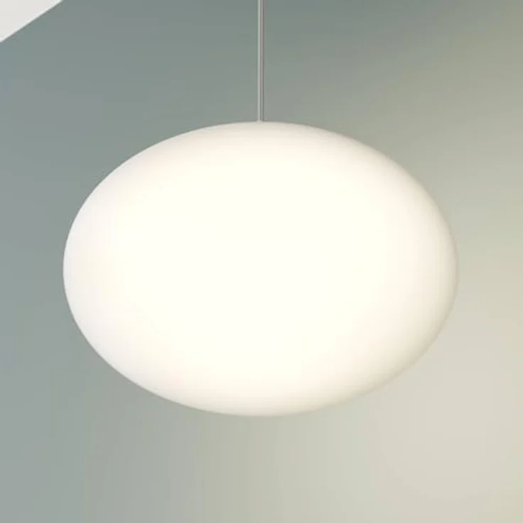 Lindby Hängeleuchte Sonika, Ø 40 cm, nickelfarben, ovaler Glasschirm, E27, opal-mattiert, moderne Grundbeleuchtung – Bild 9