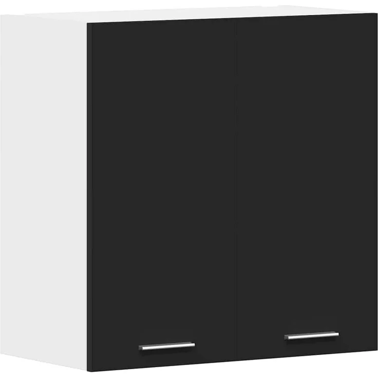 vidaXL Hängeschrank 2 Regalböden Küche Schrank Einbauküche Küchenzeile Küchenmöbel Oberschrank Küchenschrank Schwarz 60 x 31 x 60 cm Holzwerkstoff – Bild 1