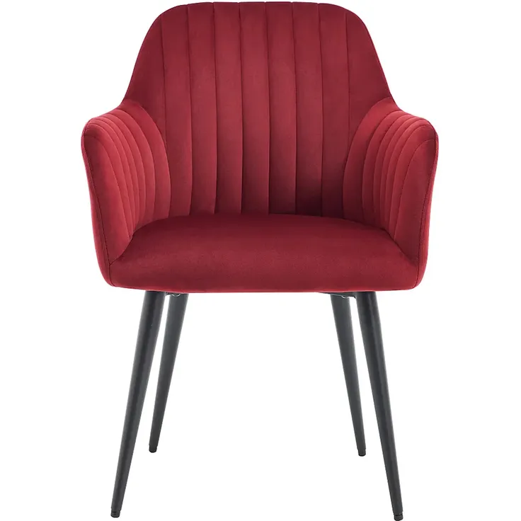 Vente-unique - ELEANA Stuhl SamtStoff Rot - B 59 cm x H 82 cm x L 58 cm – Bild 3