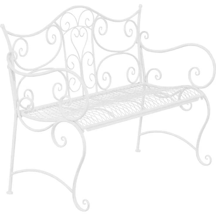 Gartenbank TODOR - Metall Weiß 113x47x89 cm | Metallbank Garten 2 Seitzer Bank Terrasse Vintage Antik Gartenbank – Bild 1