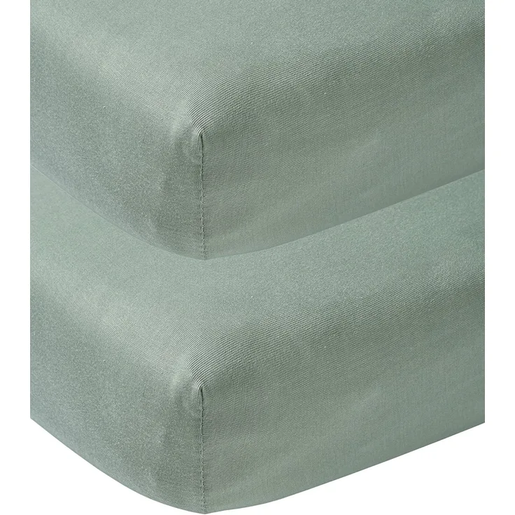 Meyco Jersey Spannbetttuch, 2er-Pack, 70x140/150 cm Stone Green