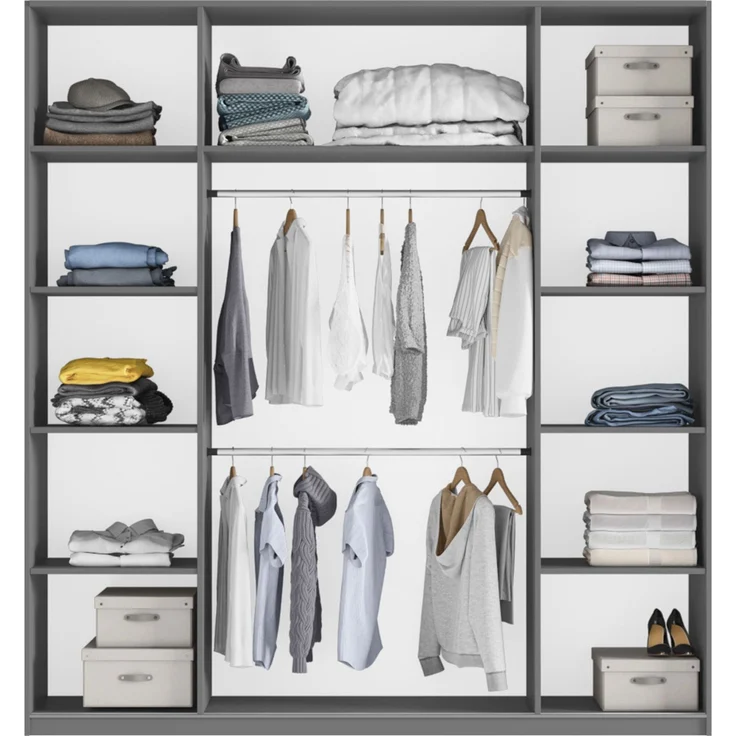 Mirjan24 Kleiderschrank Magnus 200 (Farbe: Sandbeige / Sandbeige + Spiegel), 244 x 65 x 200 cm – Bild 3