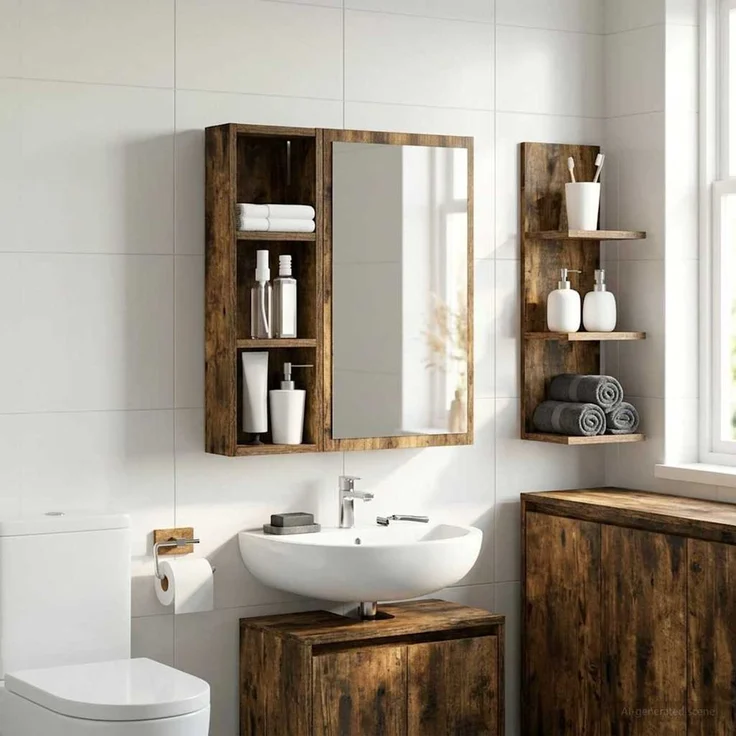 vidaXL Badezimmer-Wandschrank Geräucherte Eiche 20 x 10 x 60,5 cm 889291 – Bild 5