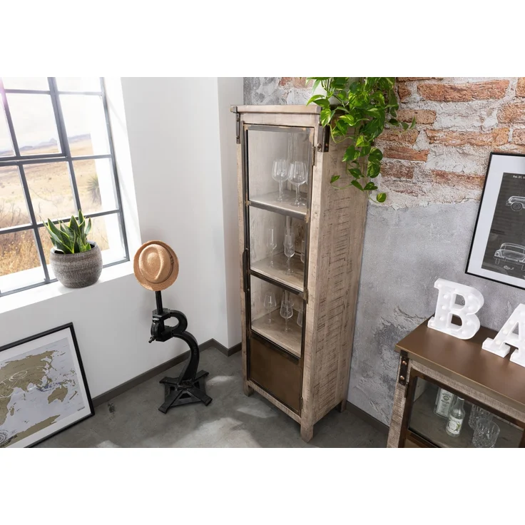 Vitrine Mango 60x40x180 braun lackiert HEAVY INDUSTRY #242 – Bild 2