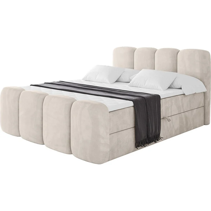 ALTDECOR Boxbett NINA-Z (Multipocket-Matratze H4, H3 Matratze Bonellfederung, Topper, Kopfteil), Doppelbett mit Fußteil – Bild 2