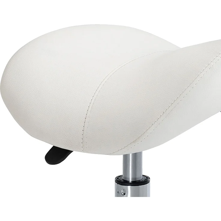 Rollhocker höhenverstellbar Drehhocker 49-61 cm Arbeitshocker drehbar Sattelhocker für Büro Salon Massage Spa Weiß--Weiß--61x52x53cm--YOUDENOVA – Bild 10