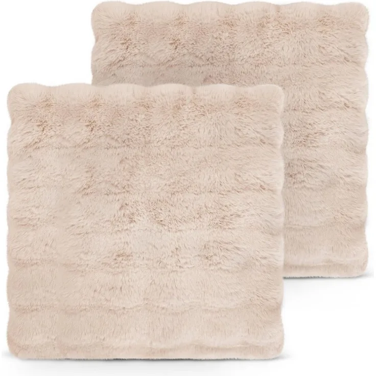 Aspero Kissenbezüge 2 Kissenbezüge aus Fellimitat 60x60 cm Milan, Dekokissen 60 x 60 cm aus hautsympathischem Material – in Felloptik
