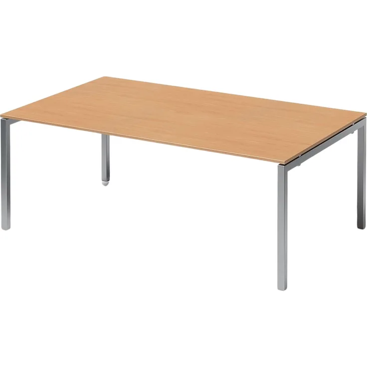 Bisley Cito Konferenztisch 200x120 cm, Tischplatte in Buche, U-Gestell in Silber - Besprechungstisch & Meetingtisch, großer Chef Schreibtisch XXL-Tisch Konferenzraum Chefbüro, DUF2012-BC-355