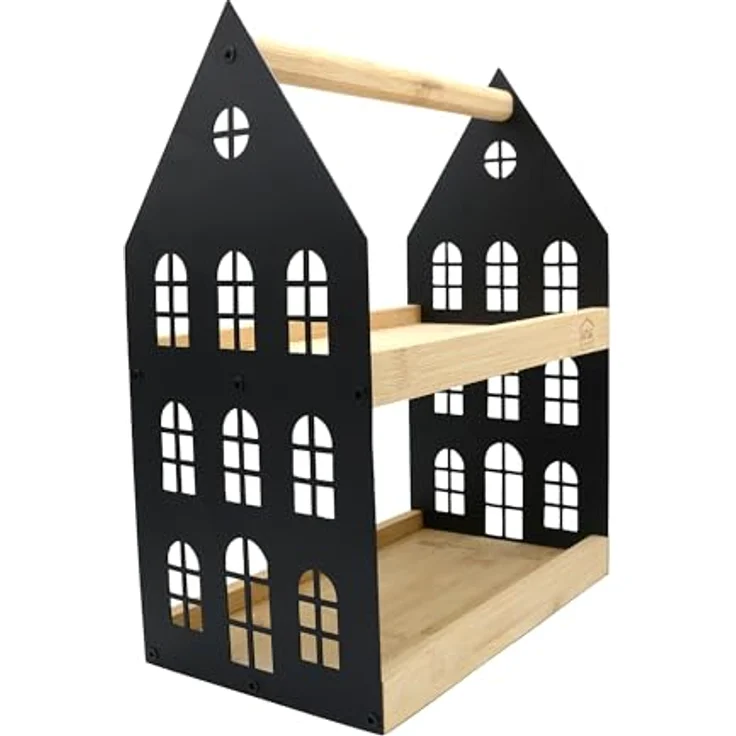 UNUS HOME Etagere Haus-Etagere 2 Etagen, (Schwarz 34x26,5x16cm (LxBxH), Servierplatte Servierbrett Serviertablett Frühstückstablett – Bild 2