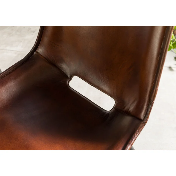 IRON LABEL Stuhl #22 47x59x78 braun Echtleder – Bild 6