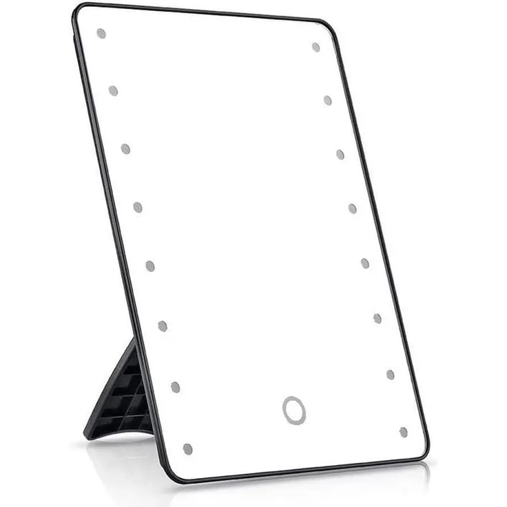 DRW Verstellbarer Badezimmerspiegel mit Variabler LED-Beleuchtung, Acryl, Schwarz, 26,9 x 4,8 x 23,3 cm