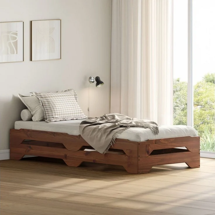 IDIMEX Funktionsbett RONNY, Stapelbett Gästebett 2er set aus massivholz- kastanienfarben – Bild 5