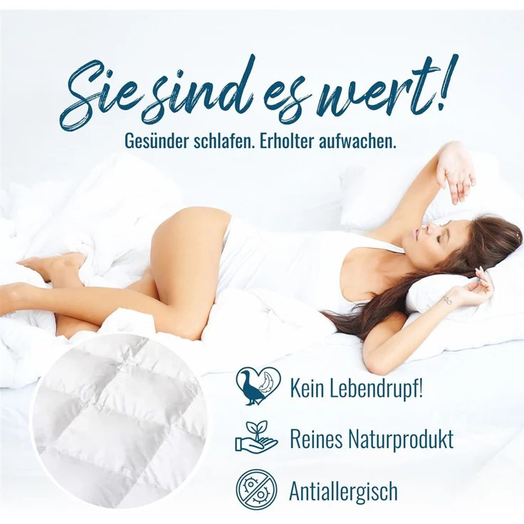 Extra warme 100% premium körperform Daunendecke Bettdecke 135x200 950g – Bild 5