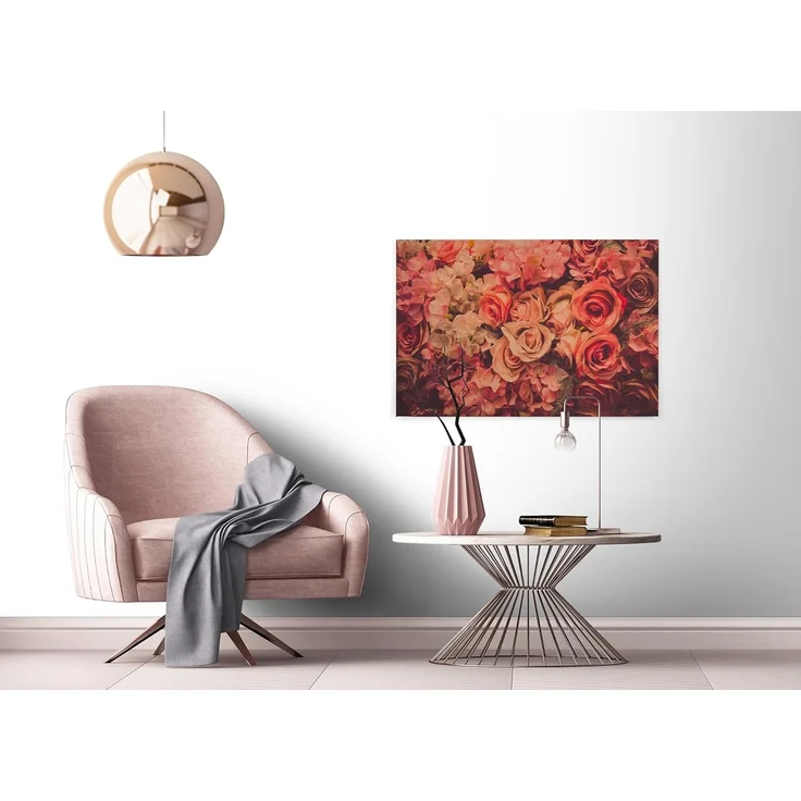 Rosen Leinwandbild Rot Orange 90x60 DD120258 Floral Wandbild Rot Wohnzimmer – Bild 6