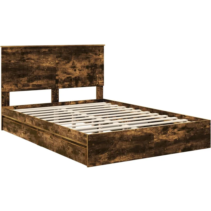 vidaXL Aufbewahrungsbett Geräucherte Eiche 135 x 190 cm Holzwerkstoff 3411219 – Bild 3