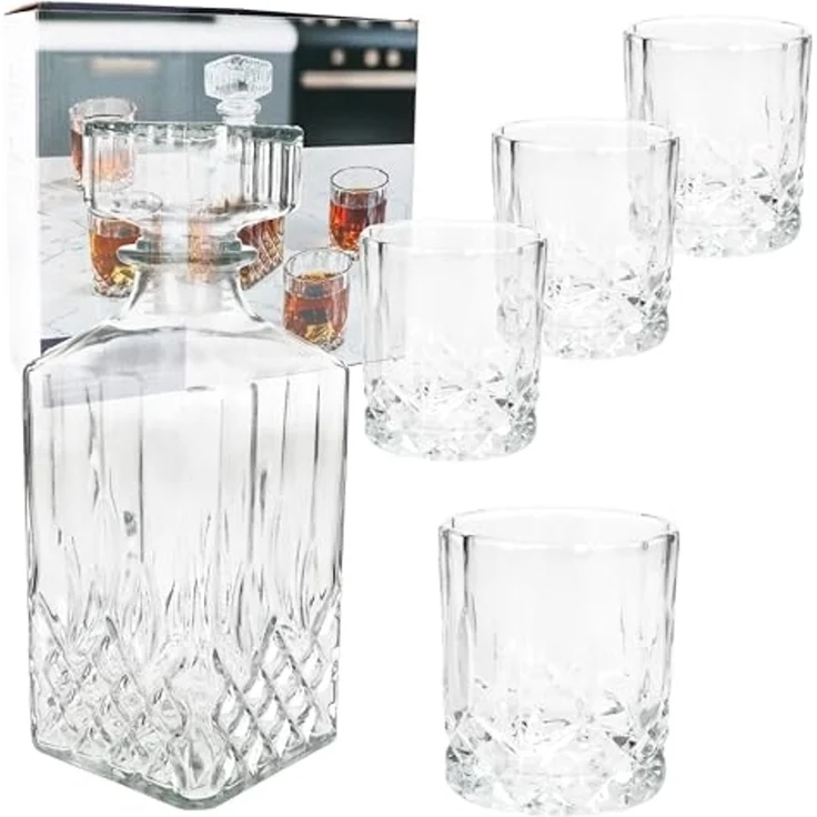 MamboCat Whiskyglas 5tlg Set Whilly Whiskykaraffe 720ml + 4 Tumbler Dekanter, Glas – Bild 2