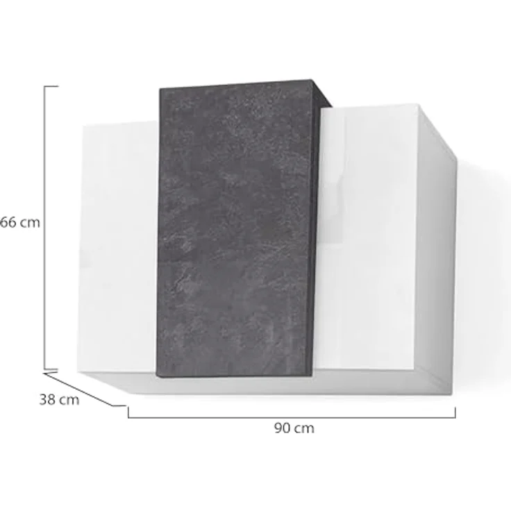 Dmora - Wandschrank Michael, Mehrzweckgarderobe, Wandschrank, 100 % Made in Italy, 90 x 38 x 66 cm, glänzendes Weiß und Schiefer, – Bild 7