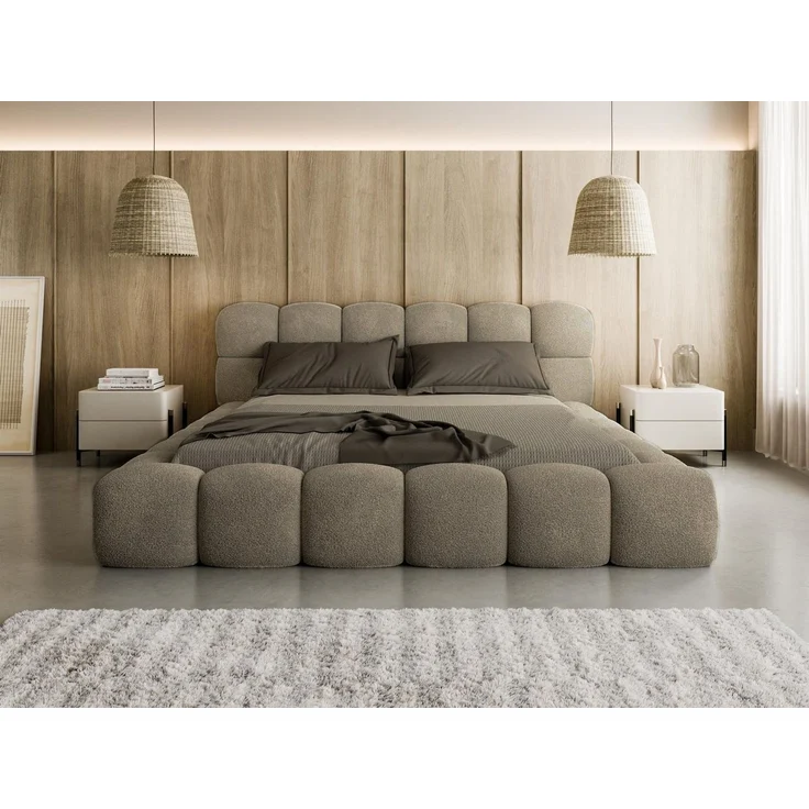 Compleo Polsterbett BUBBLE boucle Designerbett 140/160/180x200 BIZU, Wolkenbett, TOPSELLER Stauraumbett MADE IN EU – Bild 1