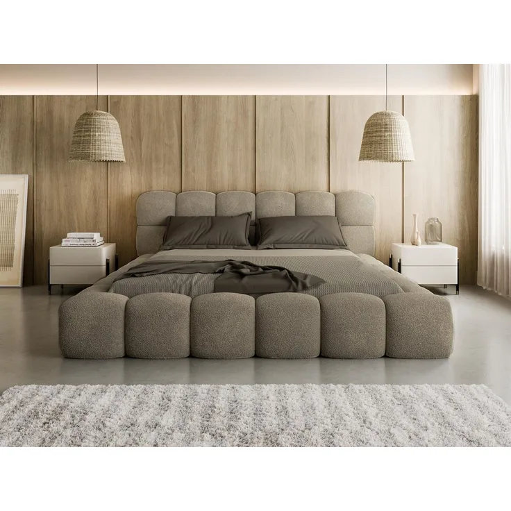 Compleo Polsterbett BUBBLE boucle Designerbett 140/160/180x200 BIZU, Wolkenbett, TOPSELLER Stauraumbett MADE IN EU