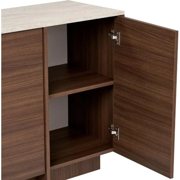 Hanah Home Eleganter Konsolentisch, 180 cm, Travertin & Mailänder Nussbaum, 100% melaminbeschichtete Spanplatte, 18 mm dick, Metallgriff | Perfekt für Moderne Wohnzimmer – Bild 5