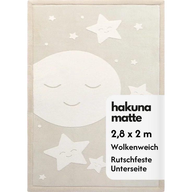 Wolkenweiche Spielmatte Baby 280x200x2,5cm, 3D mond&Sterne, Tatami Matte | Teppich für Kinderzimmer mit hochwertigem Hochdichter Polyurethan – Krabbelmatte Baby mit Rutschfester Unterseite