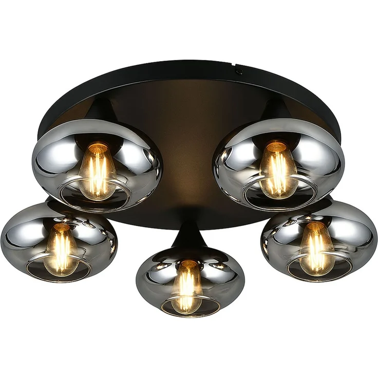 LED Deckenleuchte, 5 flammig, schwarz, dimmbar, D 49 cm – Bild 2
