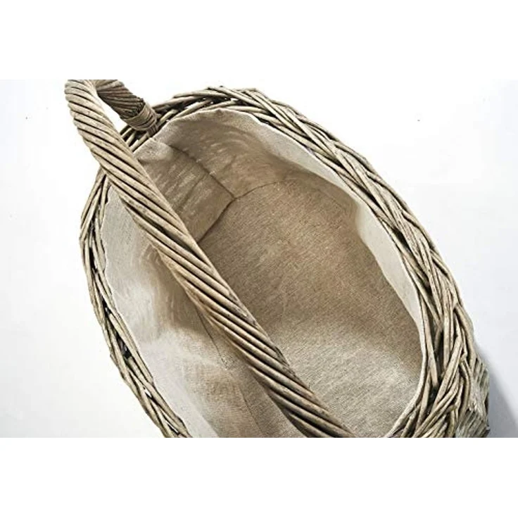 Kobolo Dekokorb Henkelkorb aus grauer Weide mit Textilfutter (1 Stück) – Bild 3