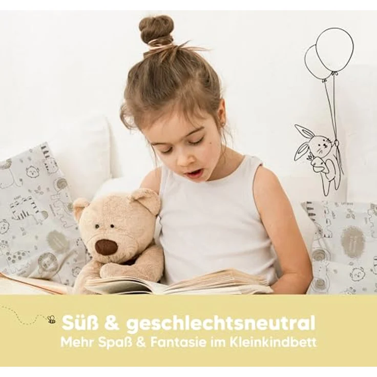 Kopfkissen Kleinkind mit Kissenbezug - Weich Bio Baumwolle Kissen Kinder zum Schlafen - Waschbar Kleinkind Kopfkissen - Kinderkopfkissen für Kleinkinder (KeaSafari) – Bild 10