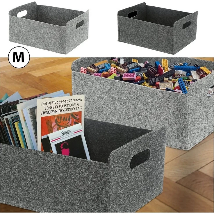 CEPEWA Aufbewahrungskorb Aufbewahrungsbox 2er Set Filz hellgrau dunkelgrau – Bild 5