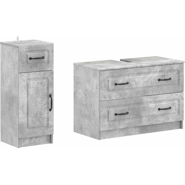 vidaXL 2-teiliges Badezimmer Schrank Set UTRECHT Betongrau 3417732 – Bild 2