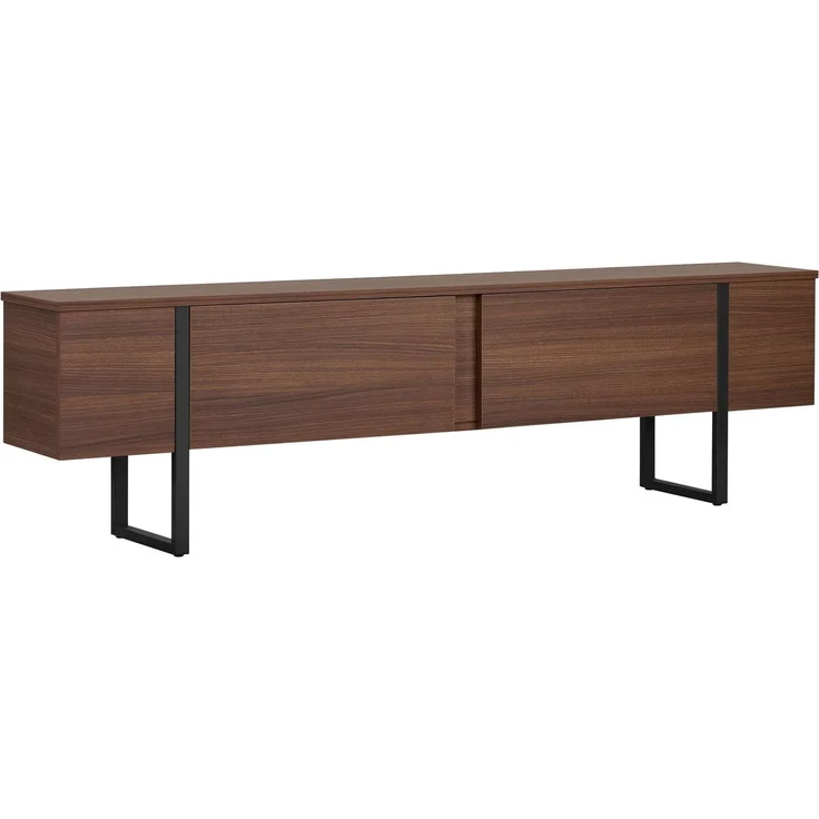 Modern TV Stand, Walnut & Black, 180 x 50 x 30 cm | 100% Melamine Coated Particle Board, 18 mm Thick | Stylish Industrial Design for Living Room & Entertainment Spaces, Durable & Elegant
