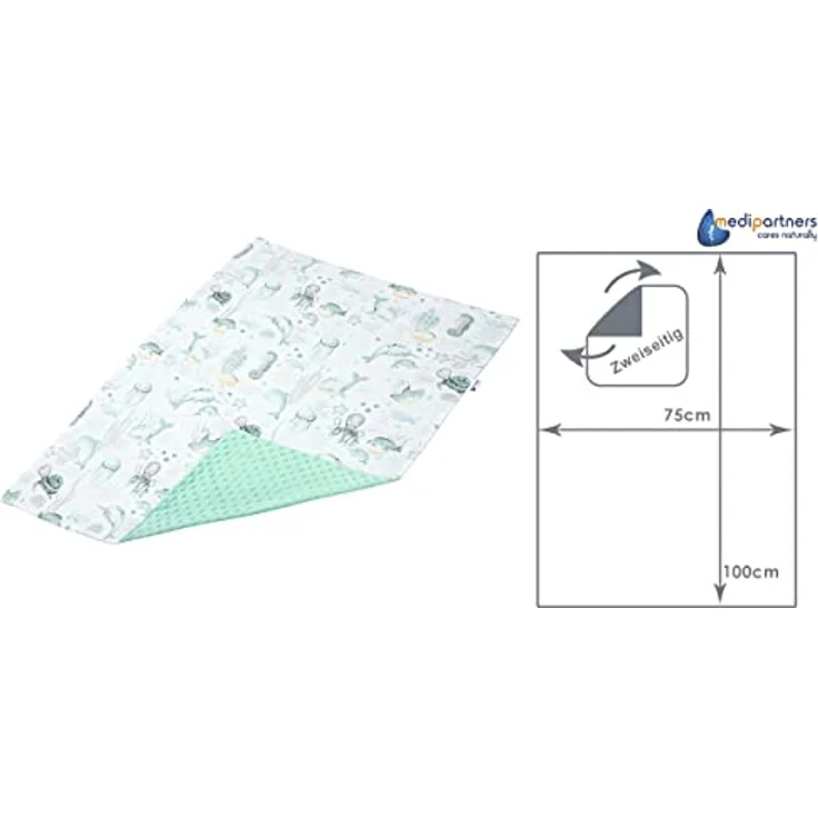 Medi Partners Babydecke Baby Decke Neugeborenen - Kuscheldecke Geschenk Babydecken 75x100cm für Kleinkinder Mädchen Krabbeldecke Kinderbett Kinderwagen 100% Baumwolle (Ozean mit Mint Minky) – Bild 4