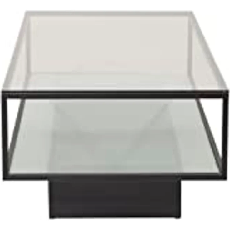 Livetastic Couchtisch, Schwarz, rechteckig aus Metall und Glas, 130x60x37.5 cm mit Stauraum – Bild 4