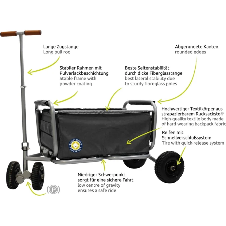Beachtrekker 'LiFe' Klappbollerwagen schwarz, inkl. Feststellbremse – Bild 2