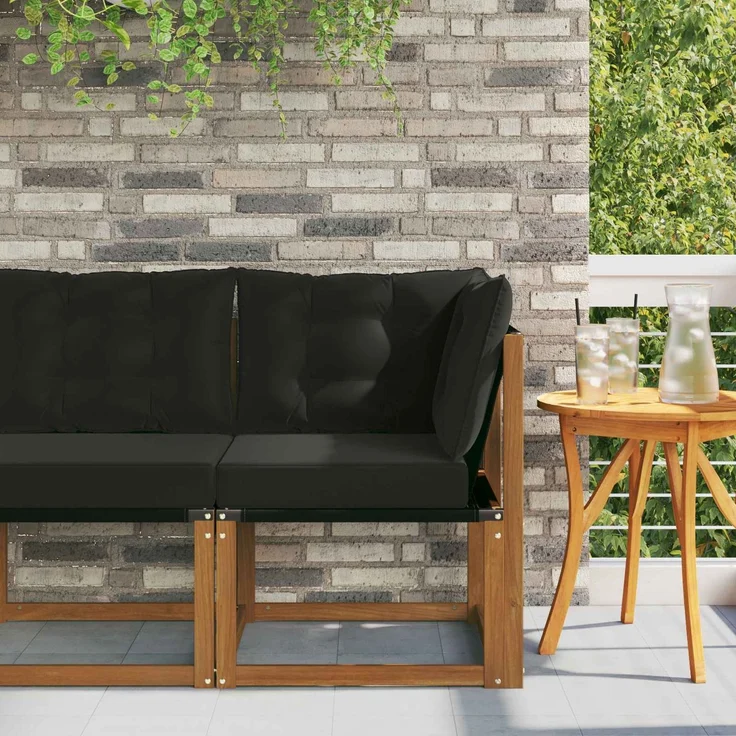 vidaXL Outdoor Ecksofa Massivholz Akazie und Textilene Stoff Natur 900603 – Bild 1