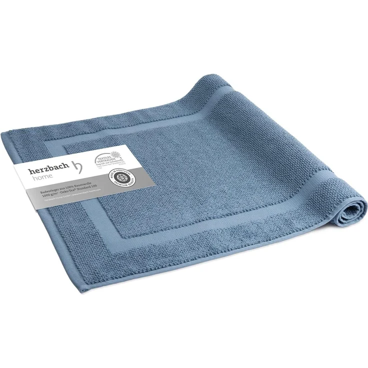herzbach home Badematte Spa 60x100 cm, Baumwolle, Rechteckig, 1000g/m², Premium-Qualität, 100% Baumwolle, mit Bordüre